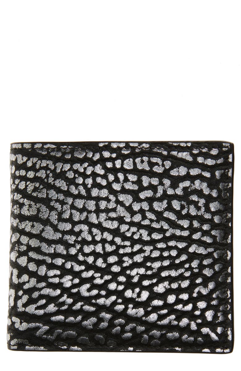 McQueen Leopard Embossed Leather Bifold Wallet, Main, color, 