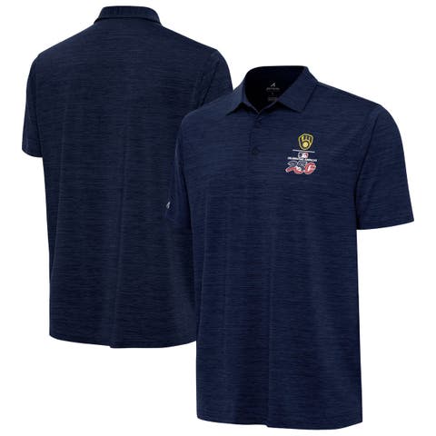 Men's Antigua Heather Navy Milwaukee Brewers Celebrating America's 250th Layout Polo