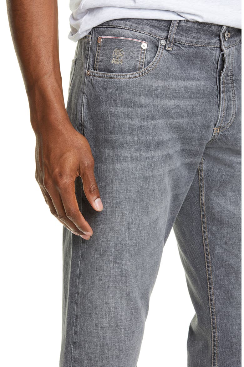 Brunello Selvedge Denim Jeans, Alternate, color, DARK WASH DENIM