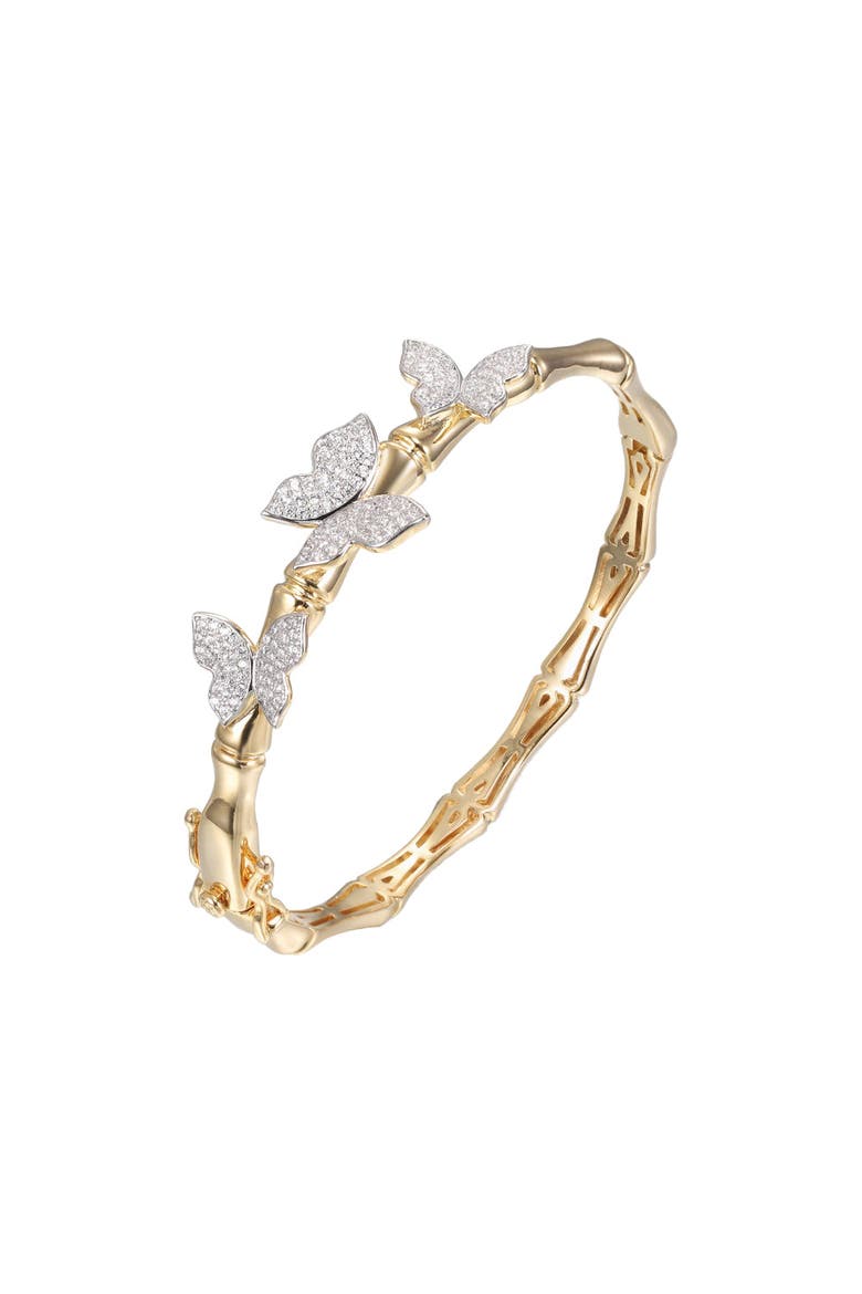 Butterfly CZ Station Bangle Bracelet, Main, color, Gold