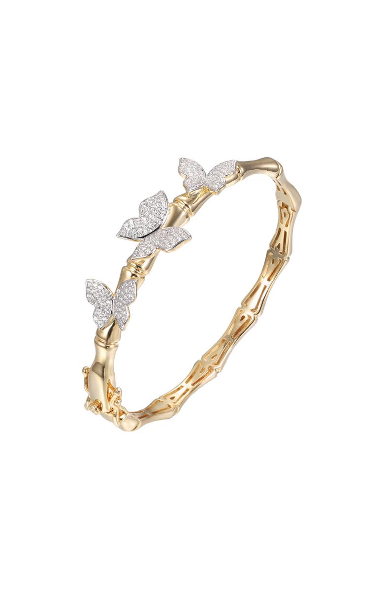 BY ADINA EDEN Butterfly CZ Station Bangle Bracelet, Main, color, Gold