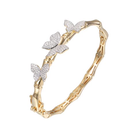 Butterfly CZ Station Bangle Bracelet