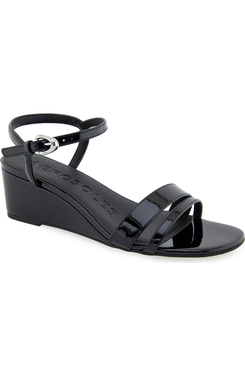Aerosoles Witt Wedge Sandal, Main, color, Black Patent Faux Leather