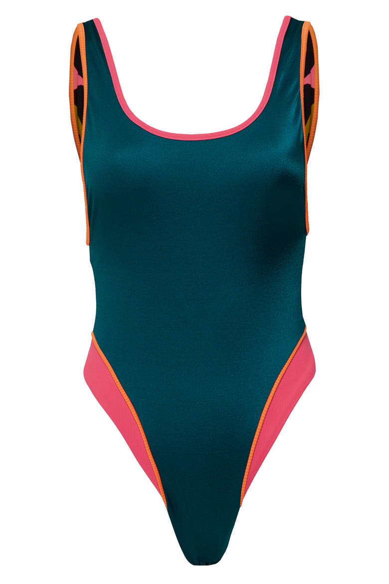 Seafoam Reversible One-Piece Swimsuit, Alternate, color, DARK GREEN