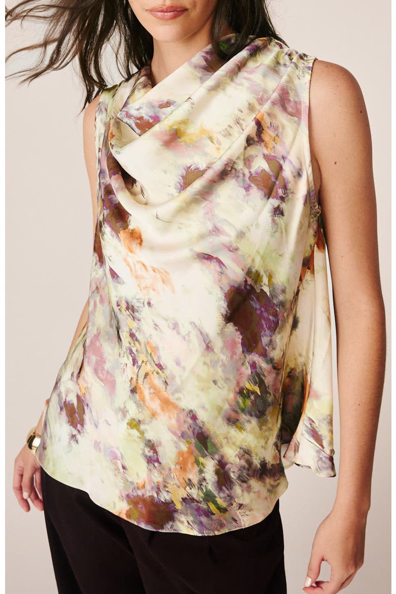 Watercolor Print Satin Blouse, Main, color, Multimauve