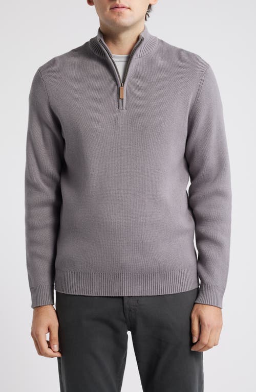 Mizzen+Main Hillcrest Quarter Zip Pullover Sweater in Nickel Solid 