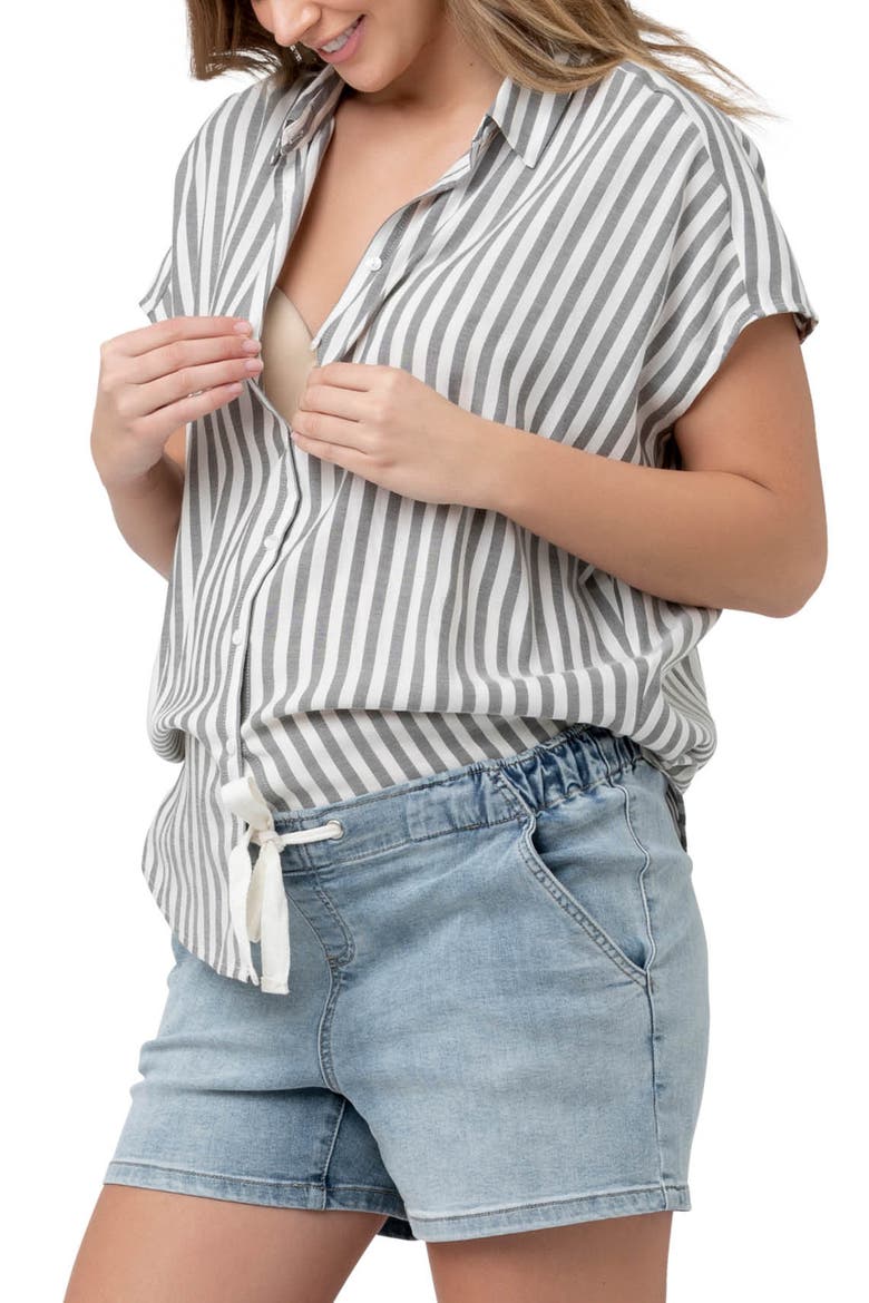 Ada Stripe Maternity Shirt, Alternate, color, BLACK / WHITE