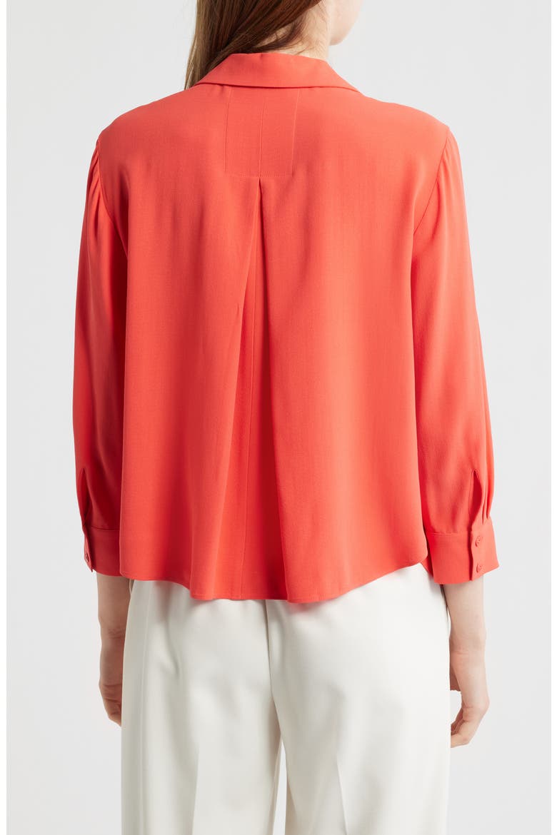 Split Neck Silk Georgette Top, Alternate, color, WATERMELON