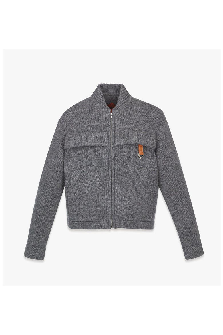 Zip Cardigan in Wool and Recycled Cashmere, Main, color, Dark Grey