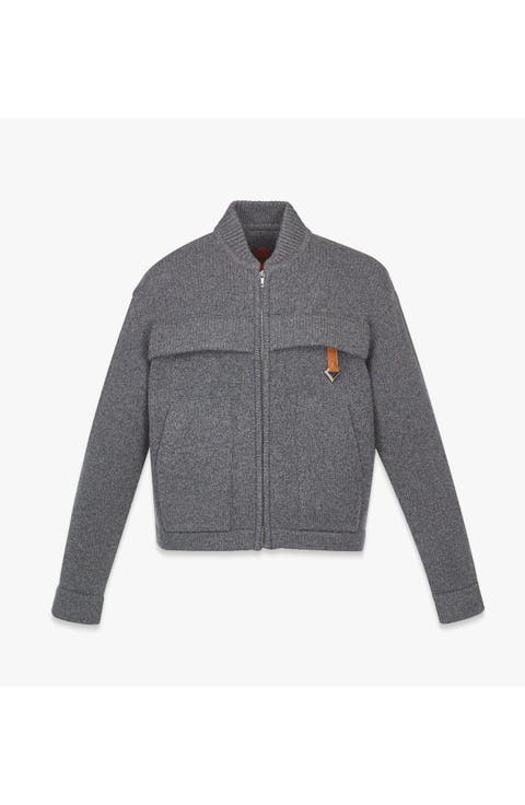 Zip Cardigan in Wool and Recycled Cashmere