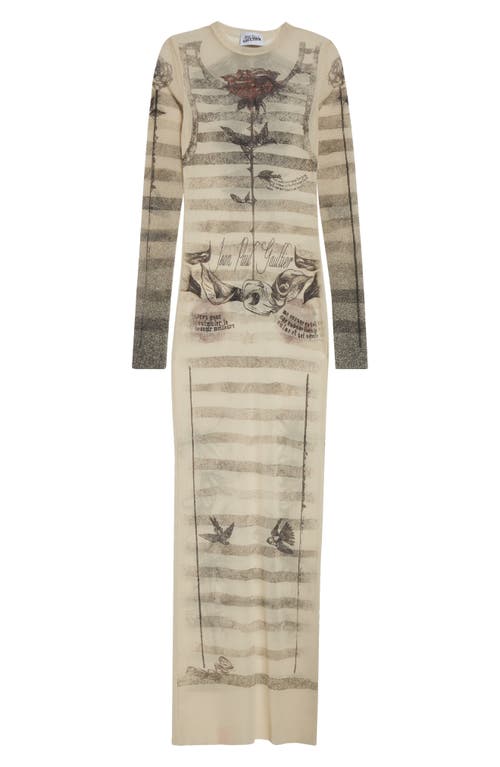Jean Paul Gaultier Tattoo Marinière Long Sleeve Mesh Dress