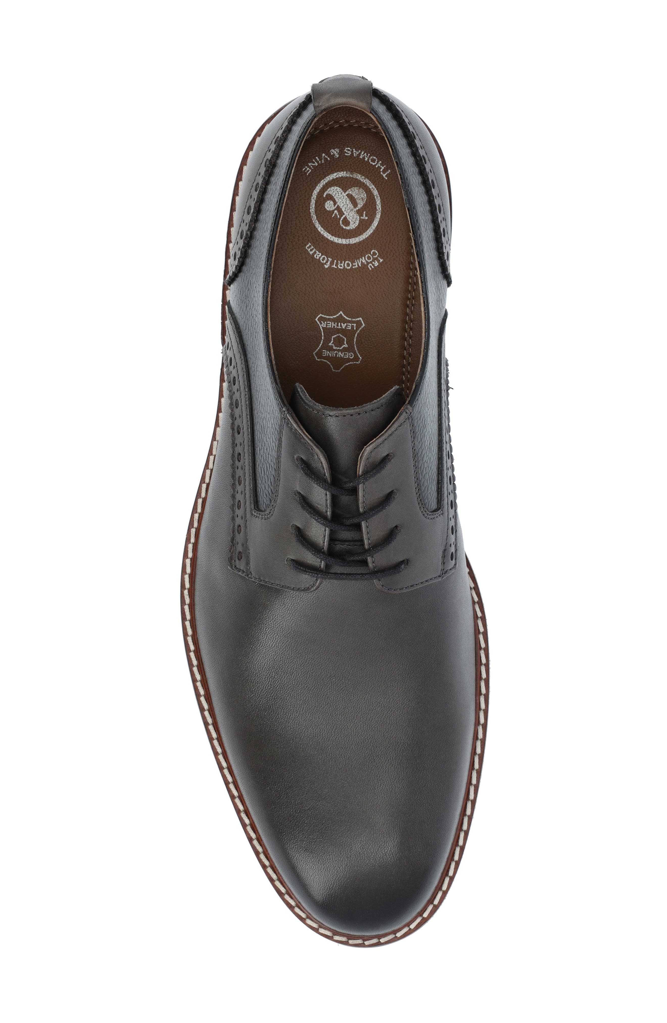 Thomas & Vine Clayton Leather Brogue Derby - Wide Width, Alternate, color, Charcoal