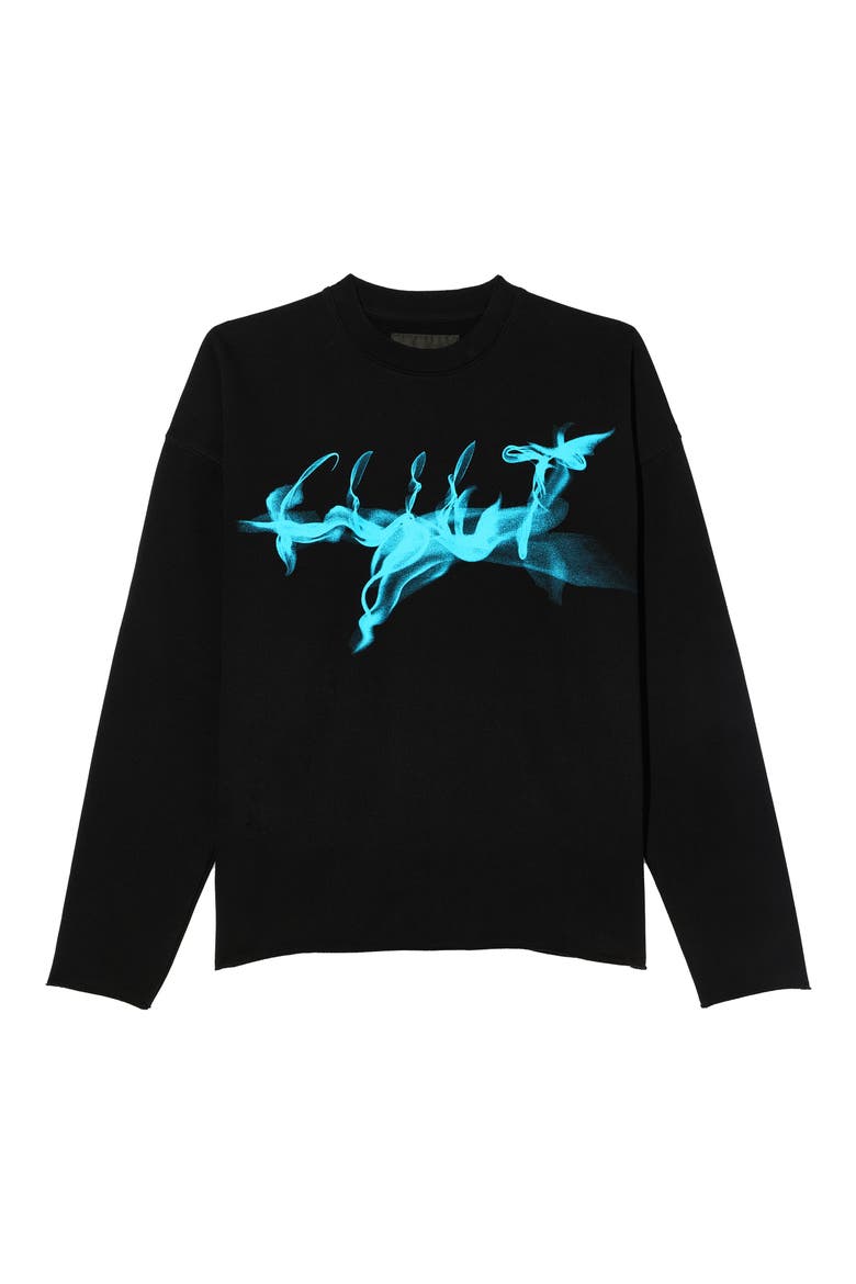 Graphic Cotton Fleece Sweatshirt, Alternate, color, BLACK