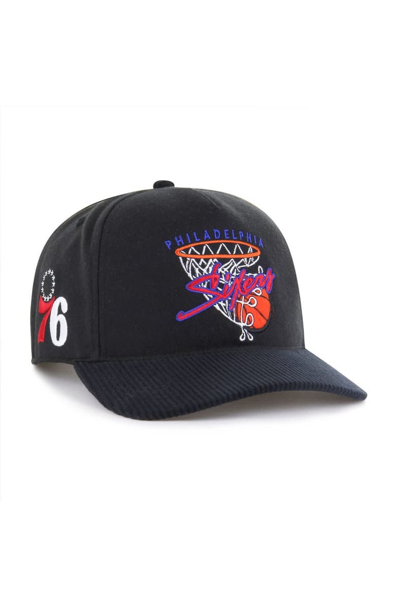 '47 Men's '47  Black Philadelphia 76ers Nothing But Net Hitch Adjustable Hat, Main, color, Black