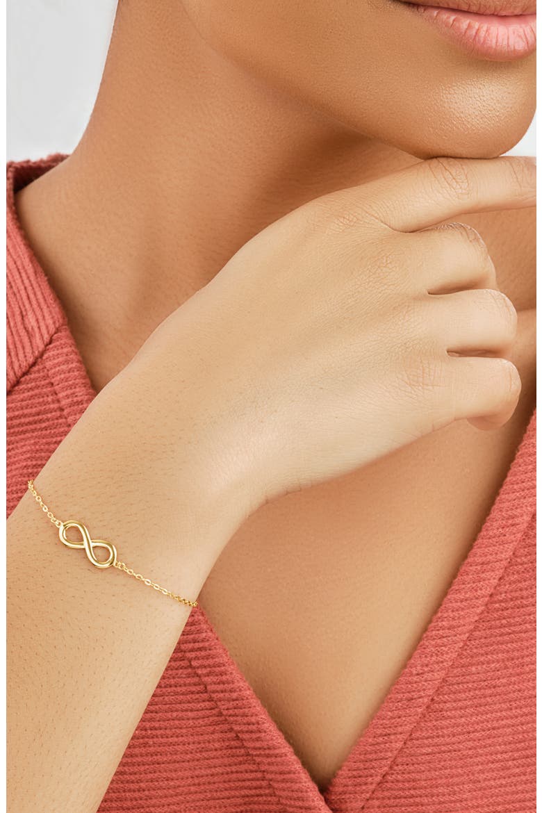 14K Gold Sterling Silver Infinity Bracelet, Alternate, color, GOLD