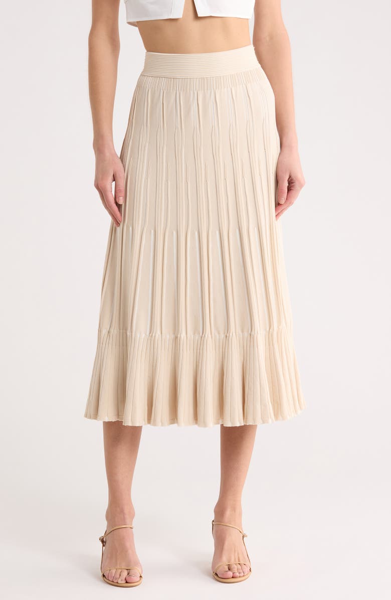 Simkhai Emerie Rib Knit Midi Skirt, Main, color, Sand Multi