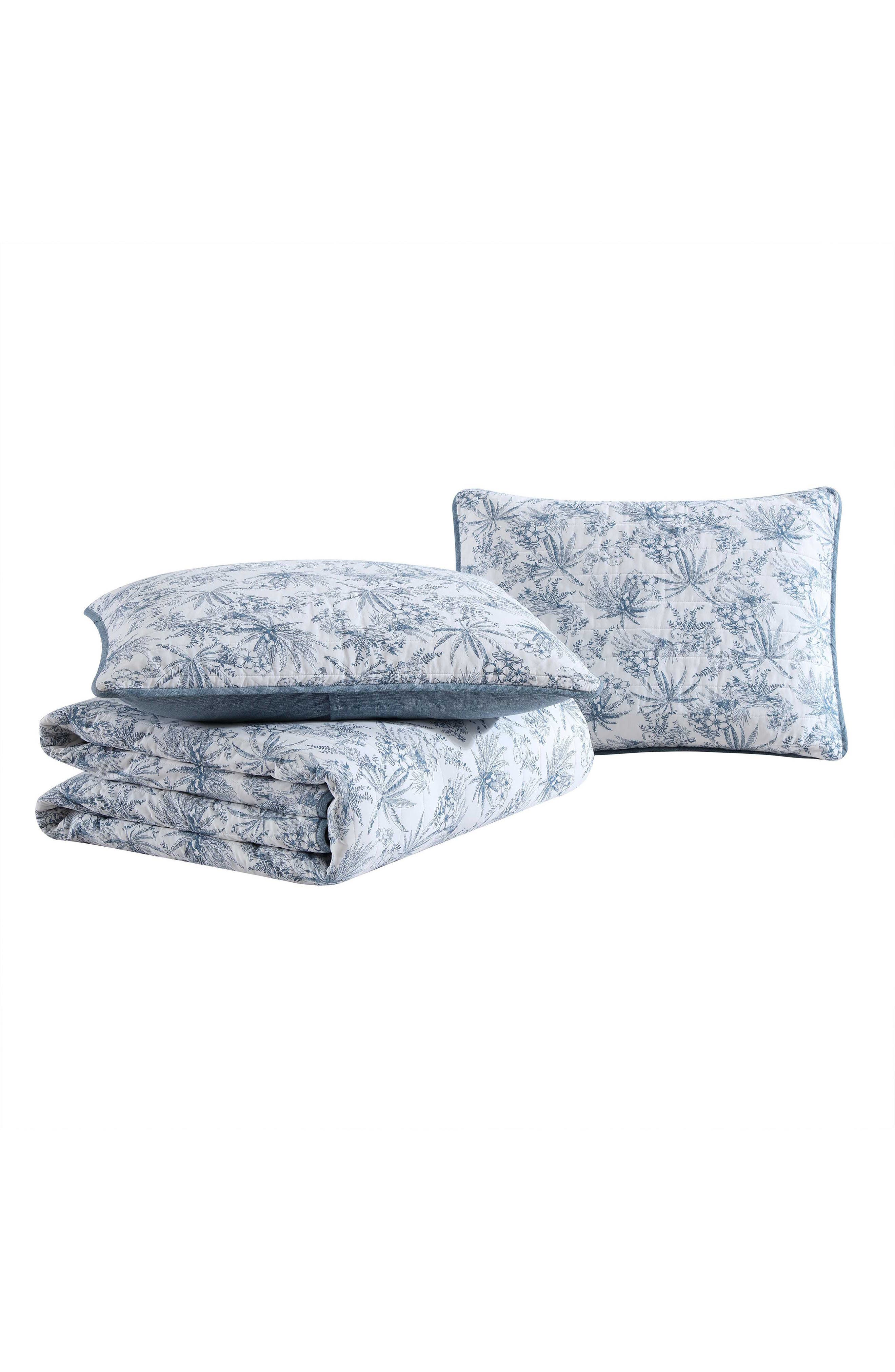 Tommy Bahama Pen and Ink Palm Print Queen Quilt & Shams Set