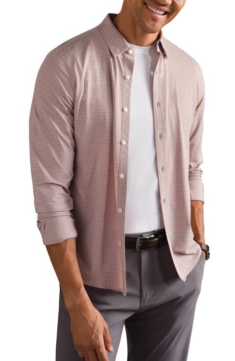 Commuter Slim Fit Gingham Check Performance Button-Up Shirt