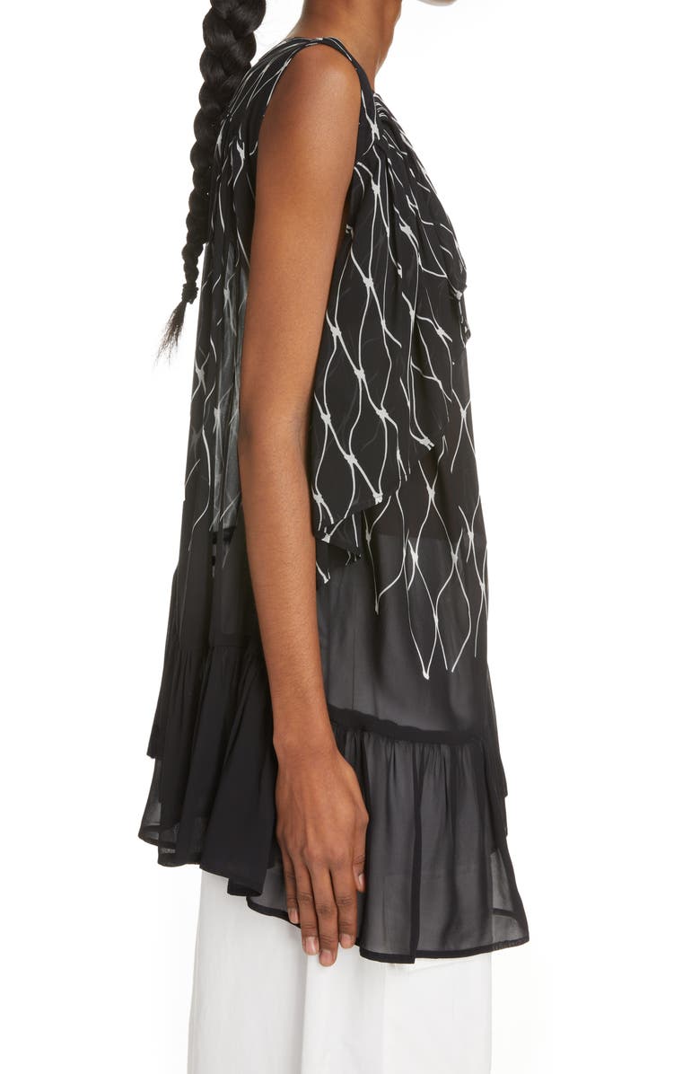 Dries Van Noten Cidar Print Asymmetric Ruffle Hem Top, Alternate, color, 