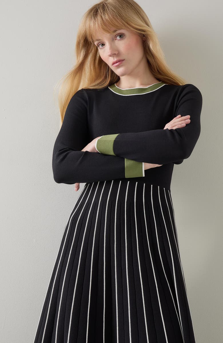 LK Bennett Fara Long Sleeve Sweater Dress, Alternate, color, Black Multi