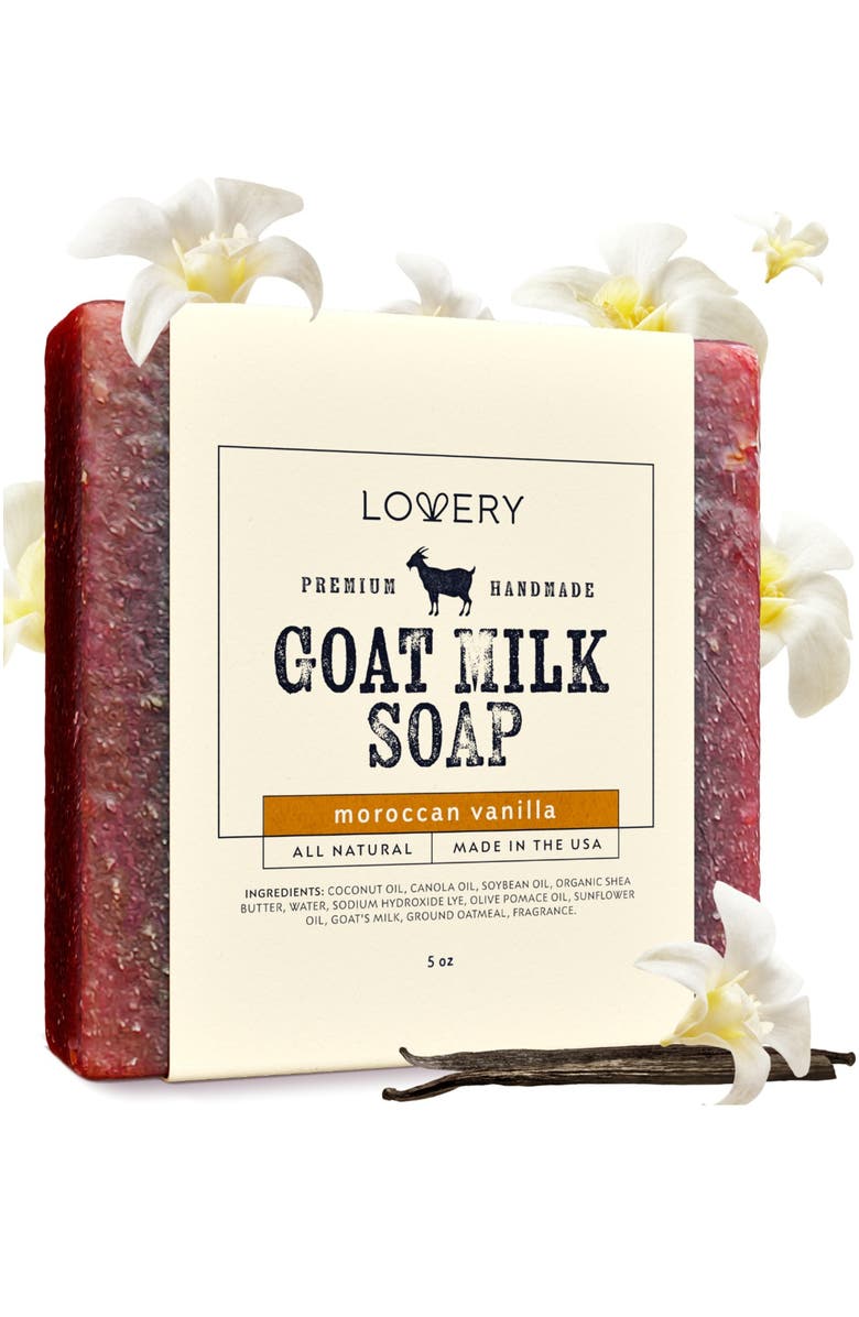 Lovery Handmade Goat Milk Soap Made in USA - Moroccan Vanilla - Single, Main, color, Red, Beige, Black