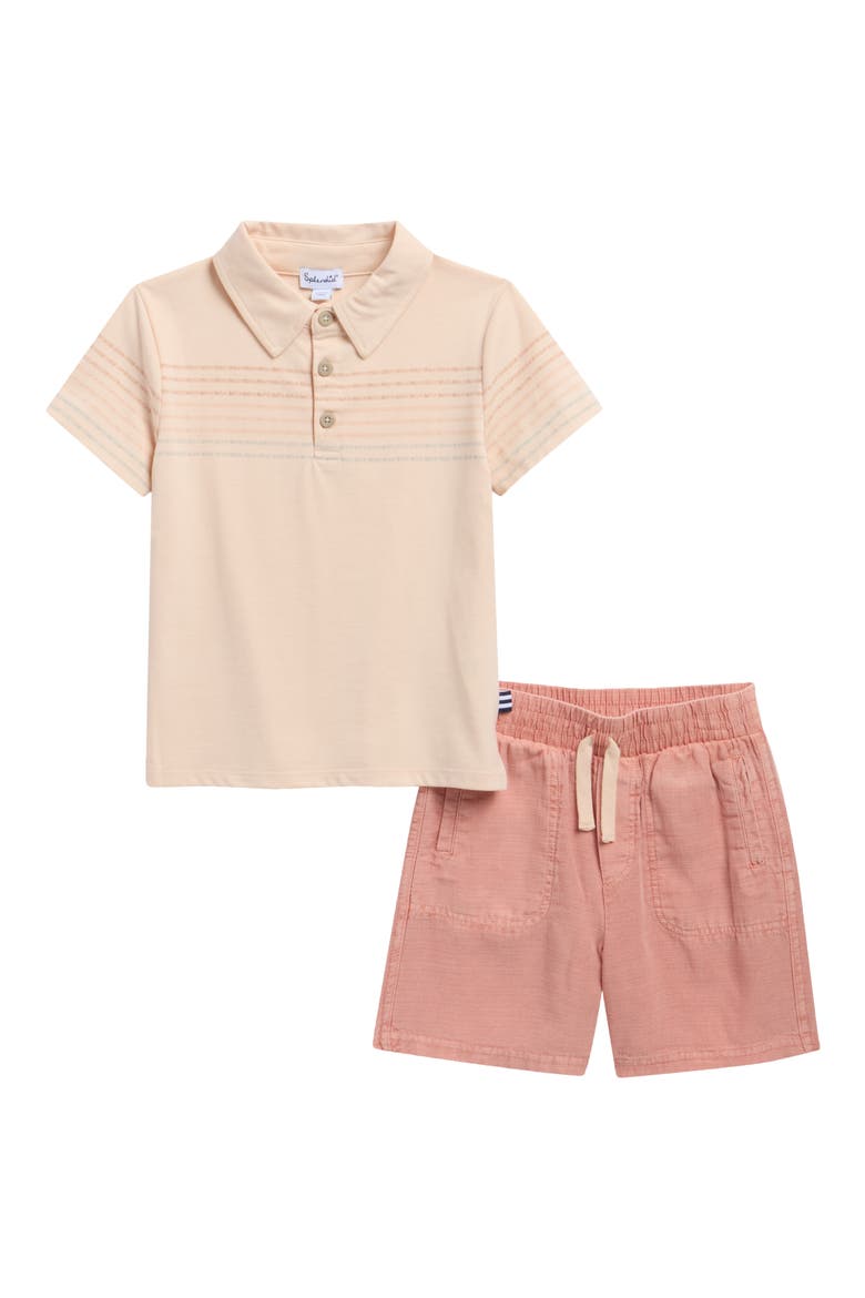 Kids' Picnic Short Sleeve Polo & Shorts Set, Main, color, ORANGE STRIPE