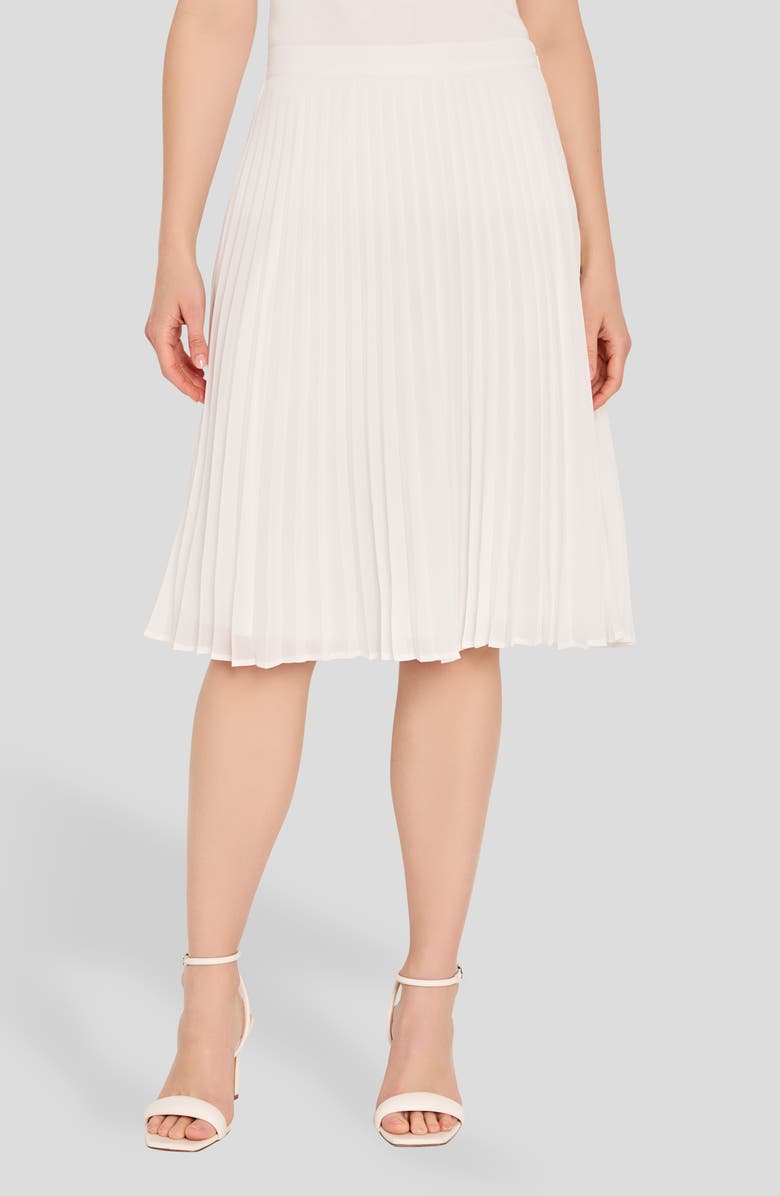 Tahari ASL Pleated Chiffon Skirt, Main, color, Ivory