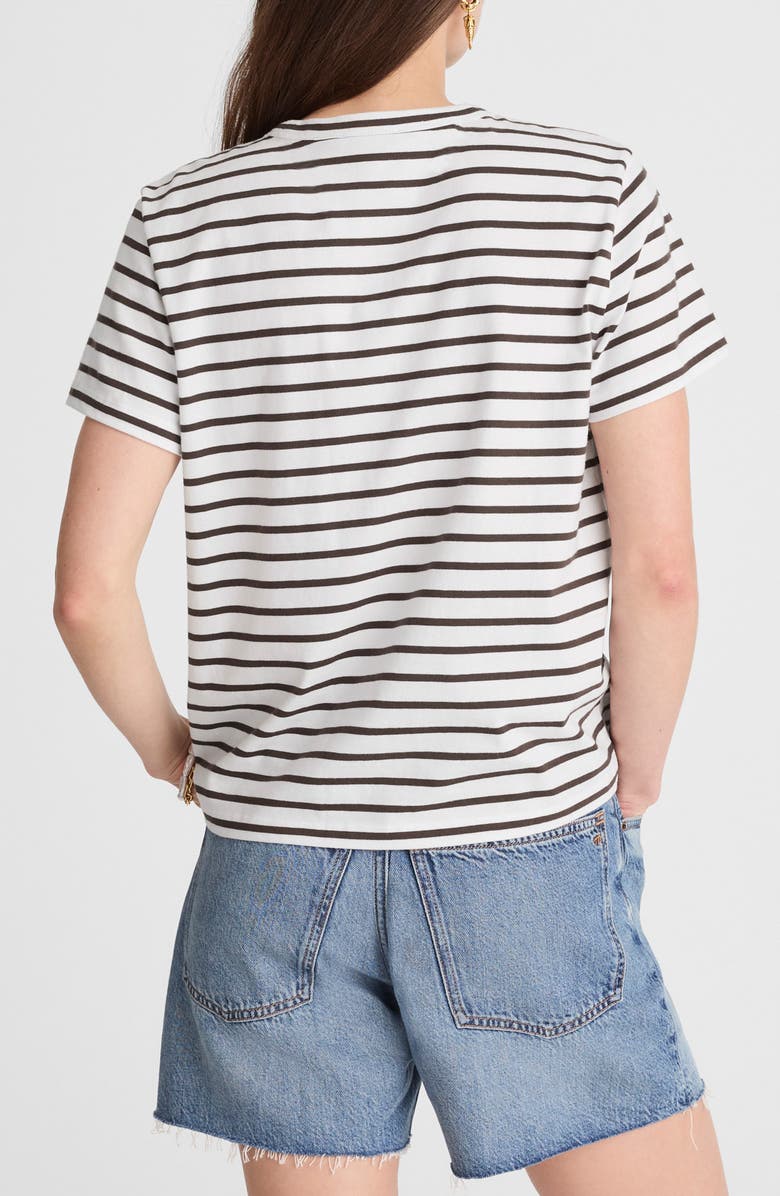 Madewell Perfect Stripe Cotton Crewneck T-Shirt, Alternate, color, Roasted Chicory