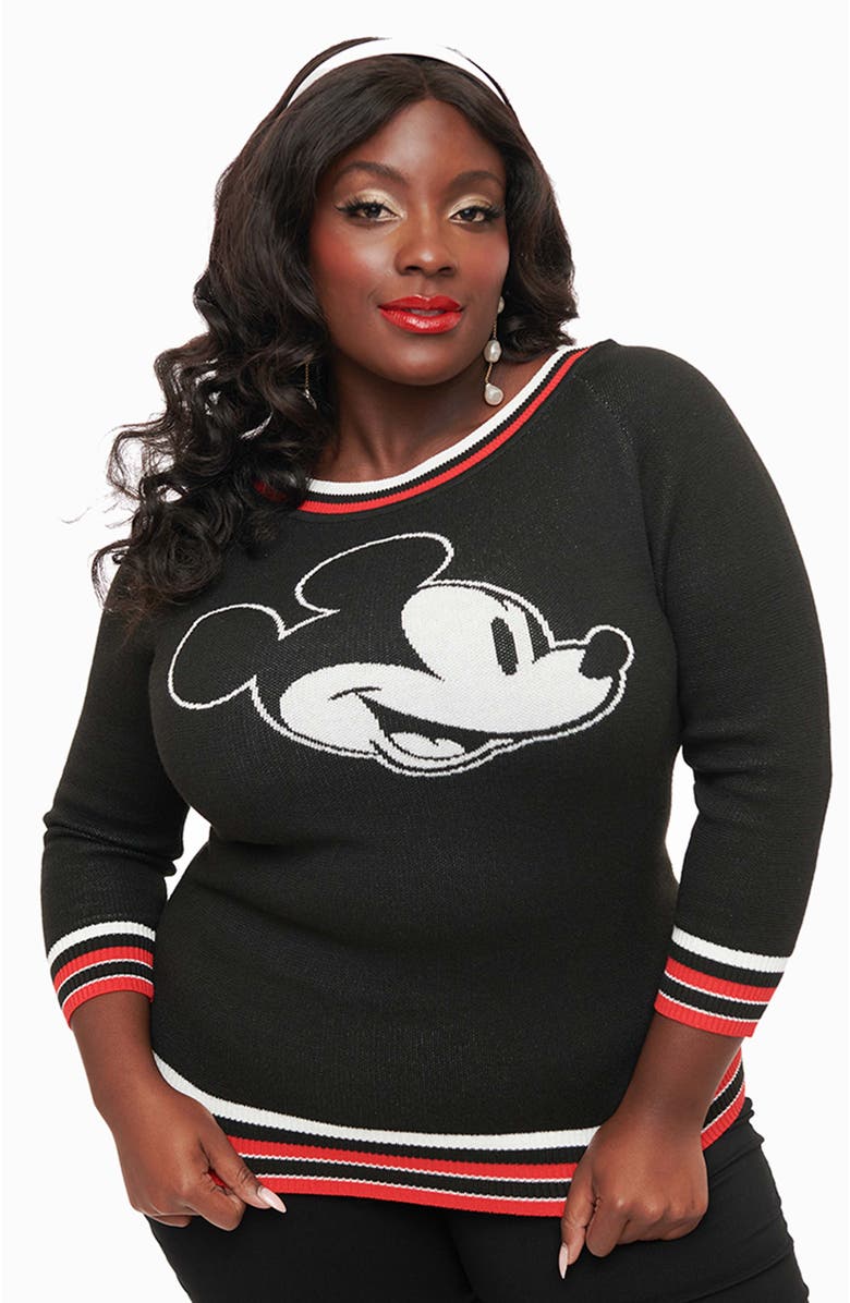 Unique Vintage Plus Size Classic Knit Sweater, Main, color, Black Mickey Mouse