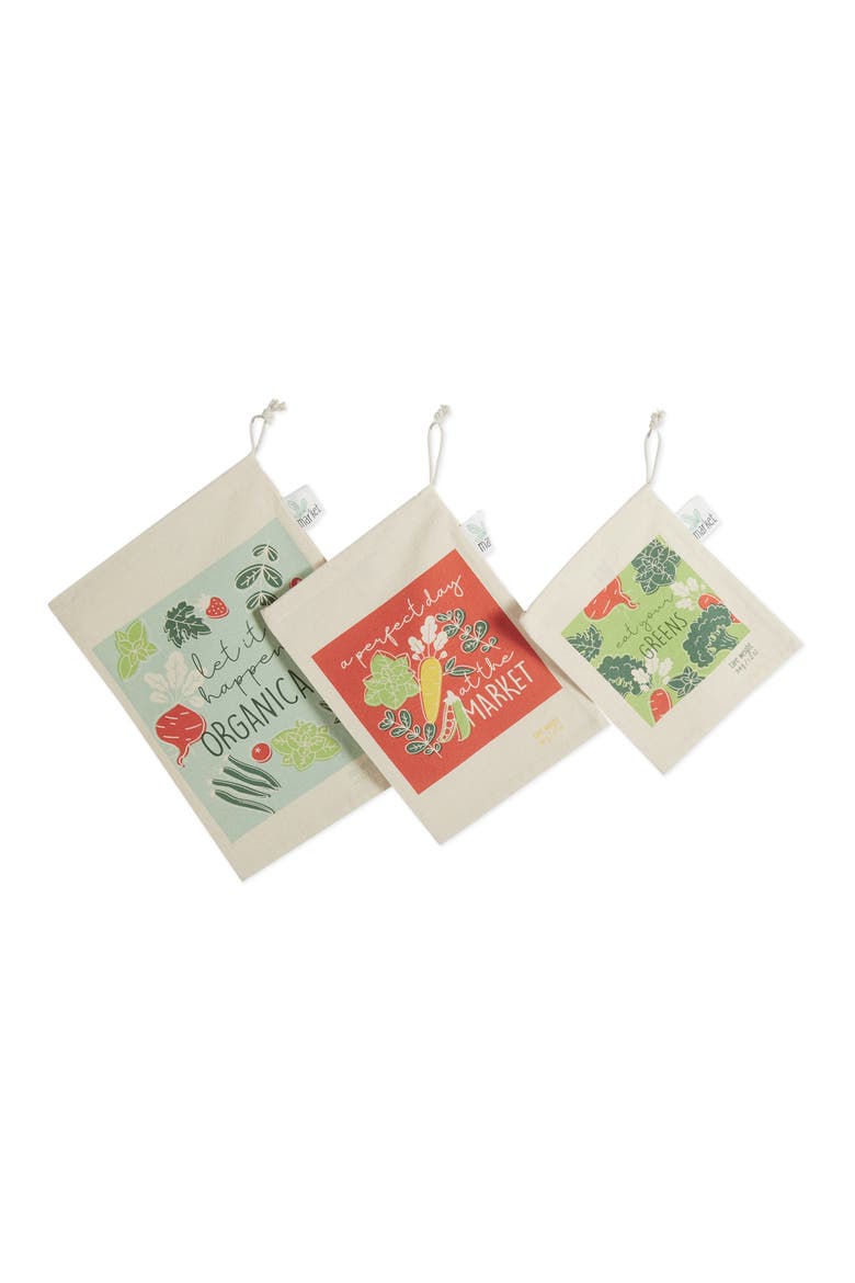 Organic Greens Market Produce Bags Set/3, Alternate, color, Multi-Color