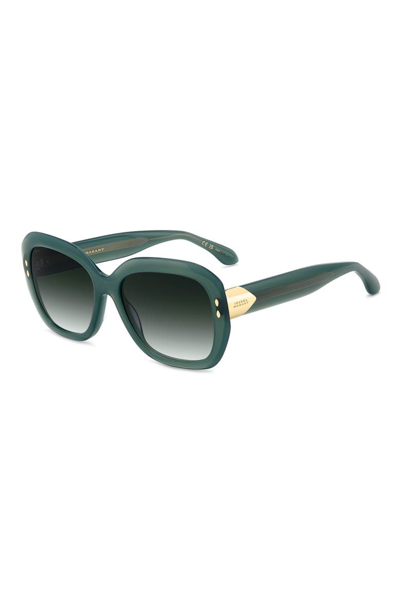 55mm Rectangular Sunglasses, Alternate, color, GREEN/ GREEN SHADED