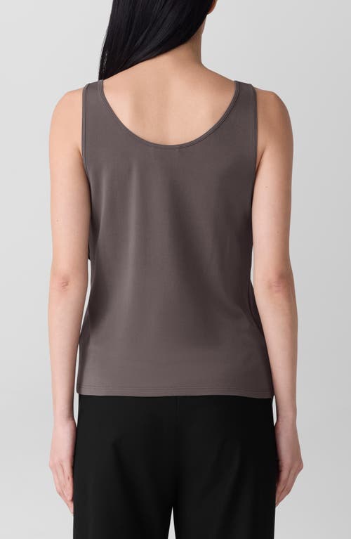 Eileen Fisher Slim Fit Scoop Neck Silk Tank In Brown