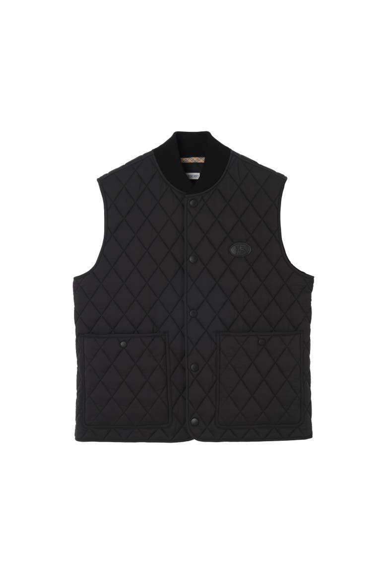 Quilted Nylon Gilet, Alternate, color, Black