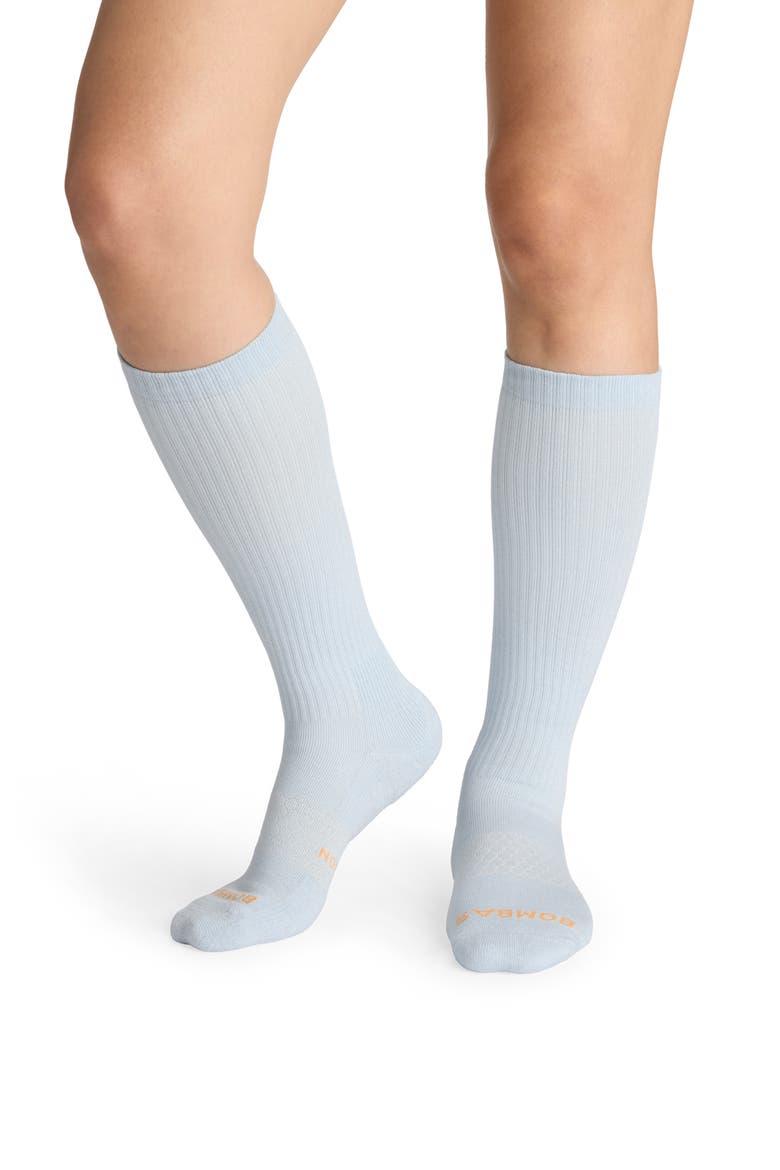 Casual Marled Compression Supima® Cotton Blend Knee High Socks, Main, color, CLOUD MIST
