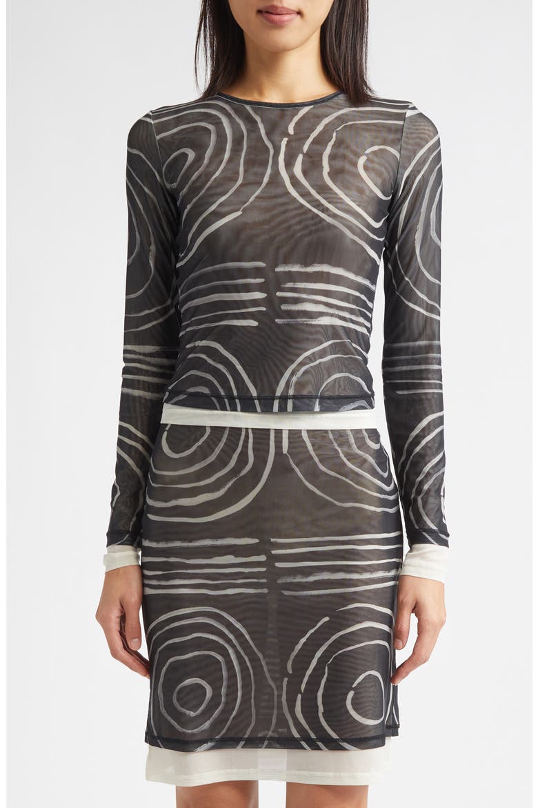 Duet Double Layer Micromesh Long Sleeve Top, Main, color, GESTURE