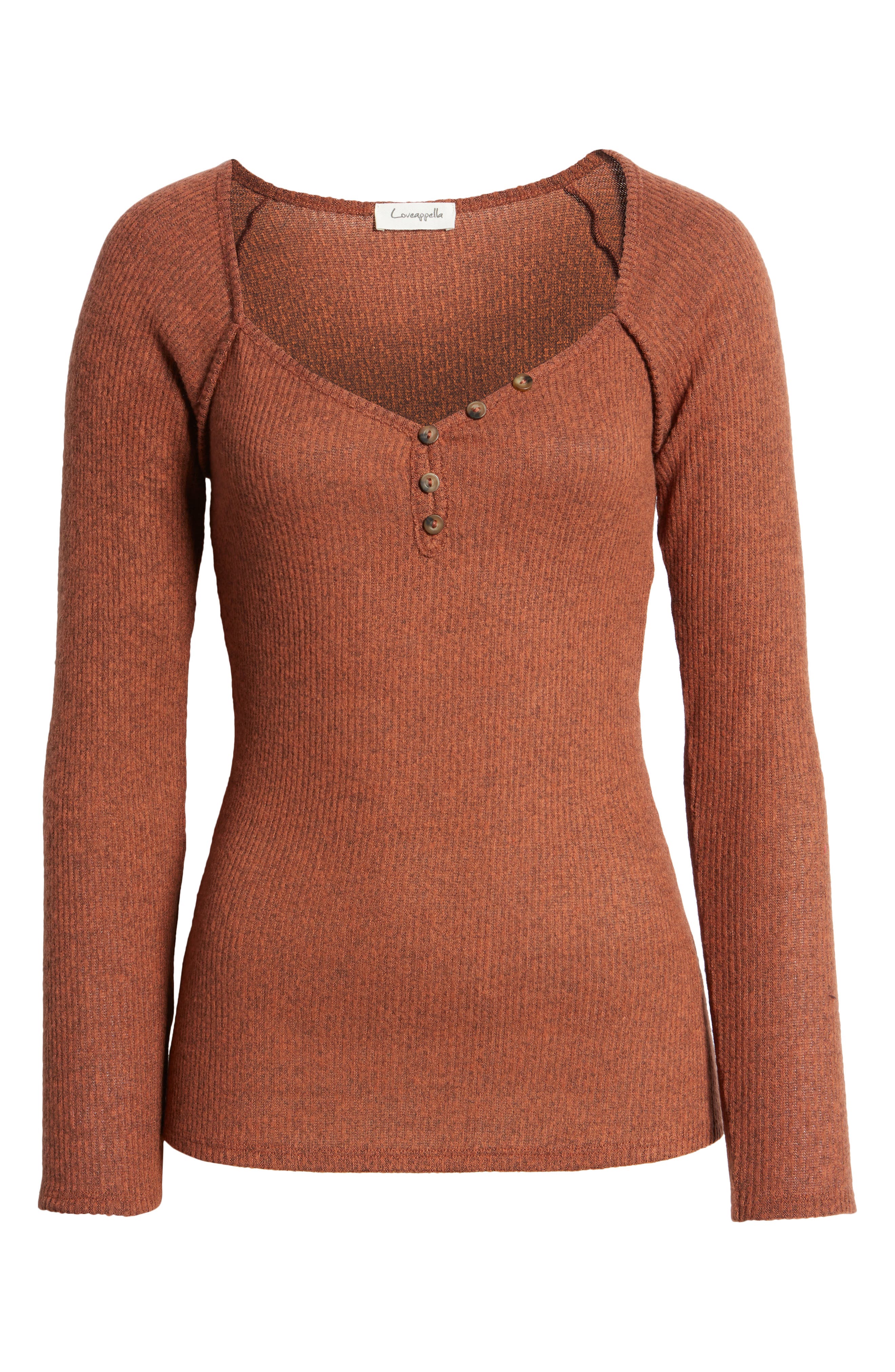V-Neck Long Sleeve Henley Top