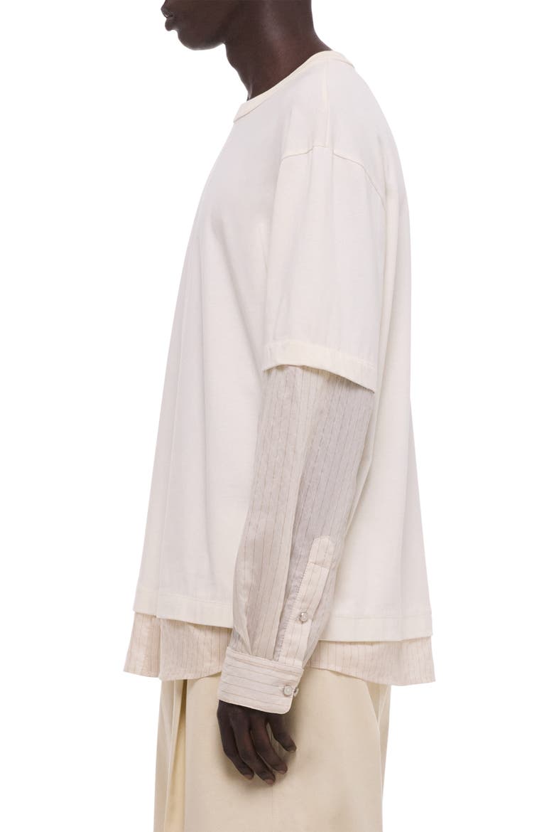 Layered Cotton T-Shirt, Alternate, color, VINTAGE WHITE