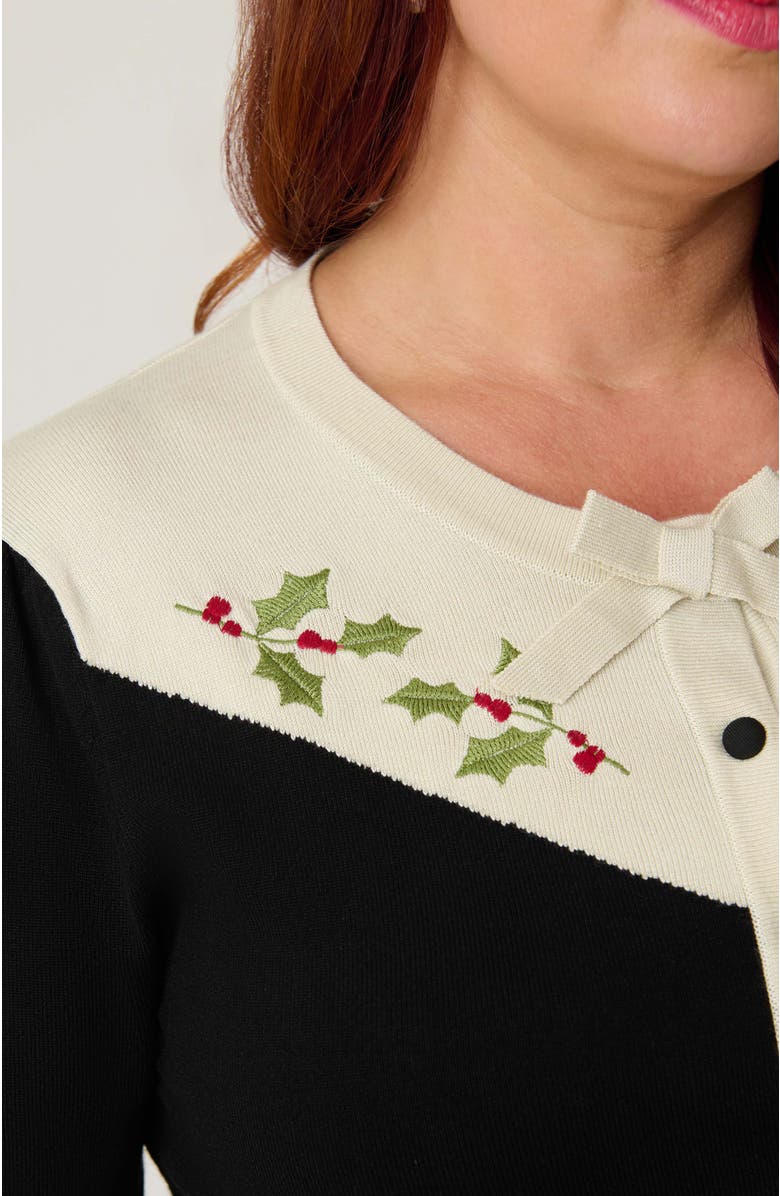 Smak Parlour Plus Size 1960s Long Sleeve Cardigan, Alternate, color, Black