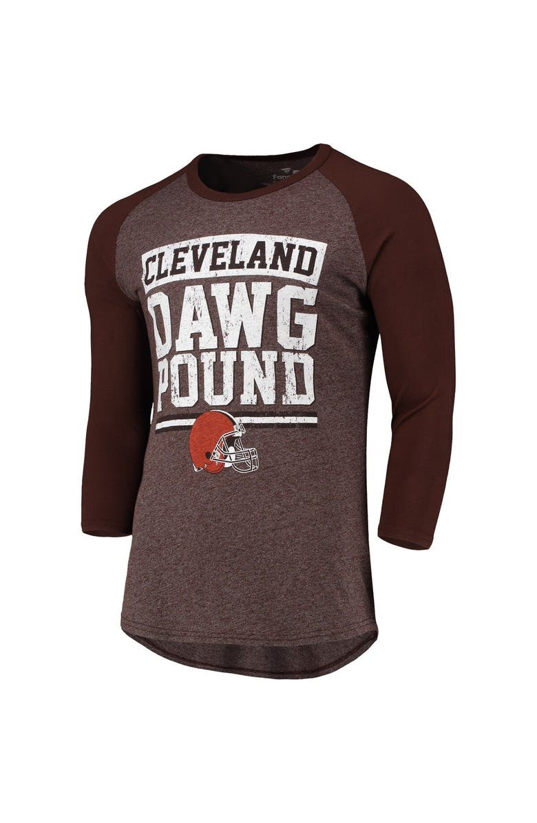 FANATICS Men's Fanatics Branded Heathered Brown Cleveland Browns Pastime Raglan 3/4-Sleeve T-Shirt, Alternate, color, 