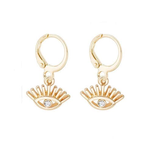 Hollywood Sensation Evil Eye Huggies In Gold