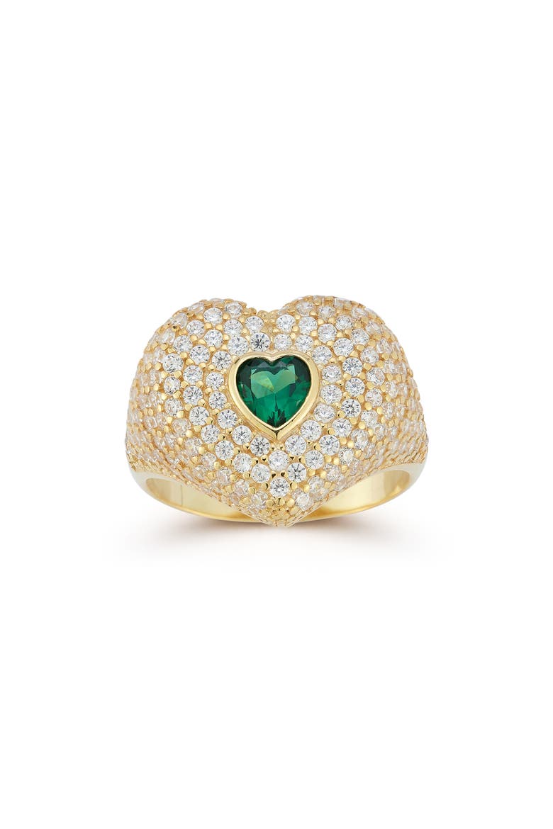 Pavé Heart Signet Ring, Alternate, color, GOLD