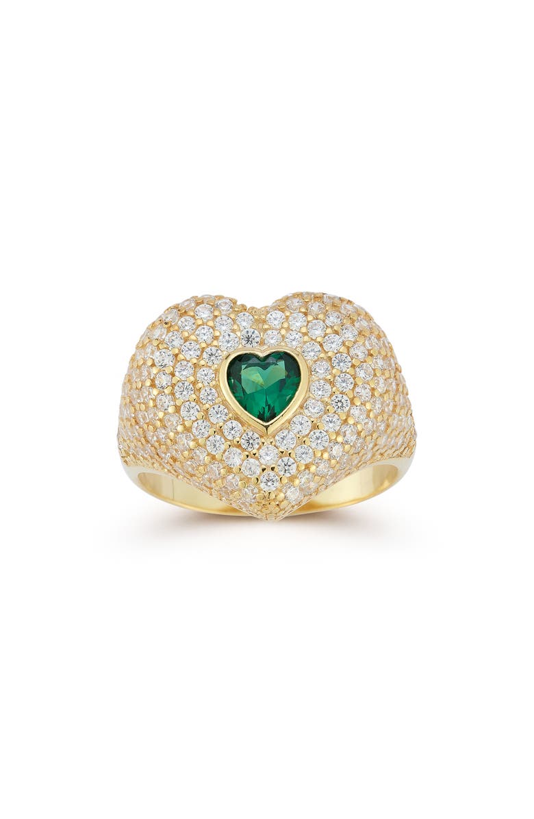 SPHERA MILANO Pavé Heart Signet Ring, Alternate, color, Gold