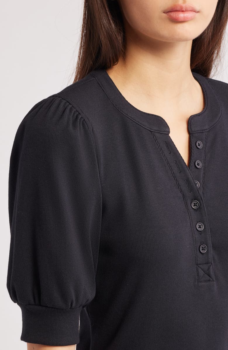 Rails Jewel Puff Sleeve Cotton & Modal Top, Alternate, color, Black
