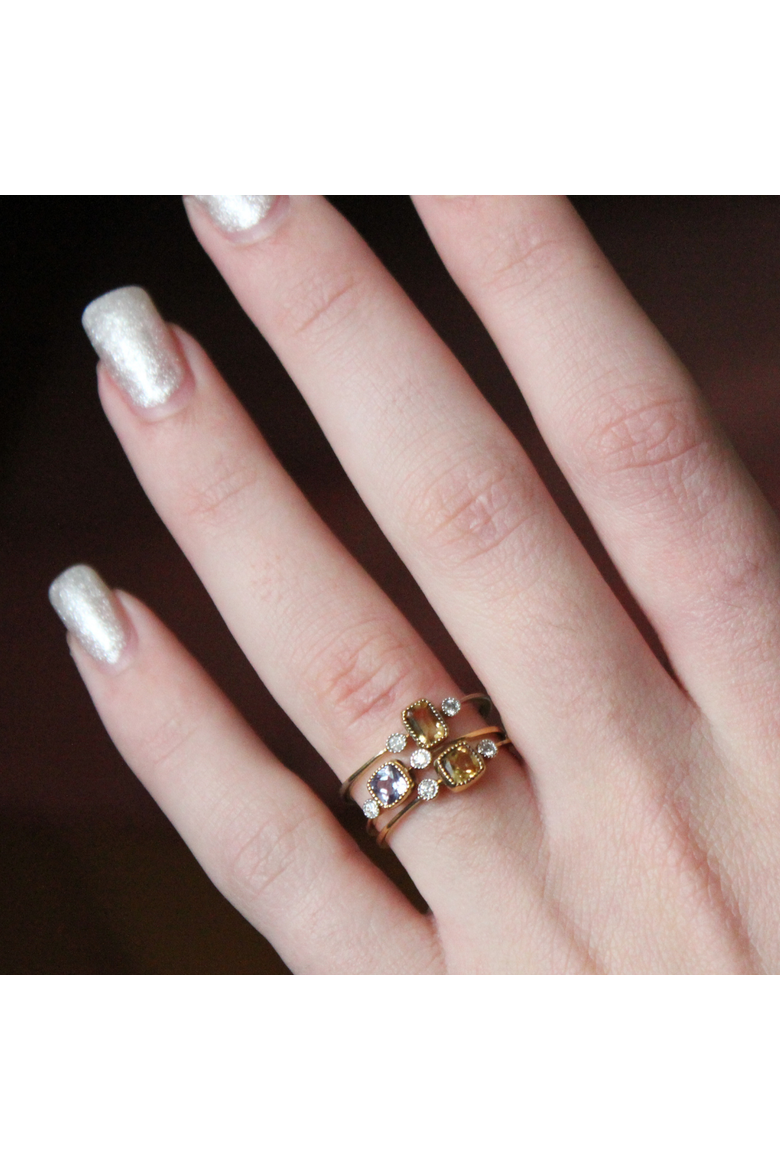 Emerald Cut Emerald & Diamond Birthstone Ring in 14K Gold, Alternate, color, Yellow Gold