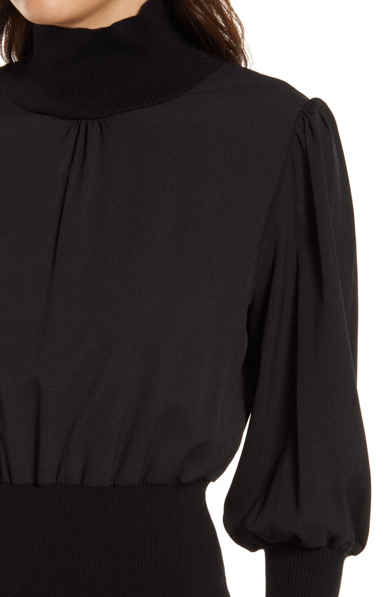 French Connection Krista Turtleneck Ballon Sleeve Knit Dress, Alternate, color, 