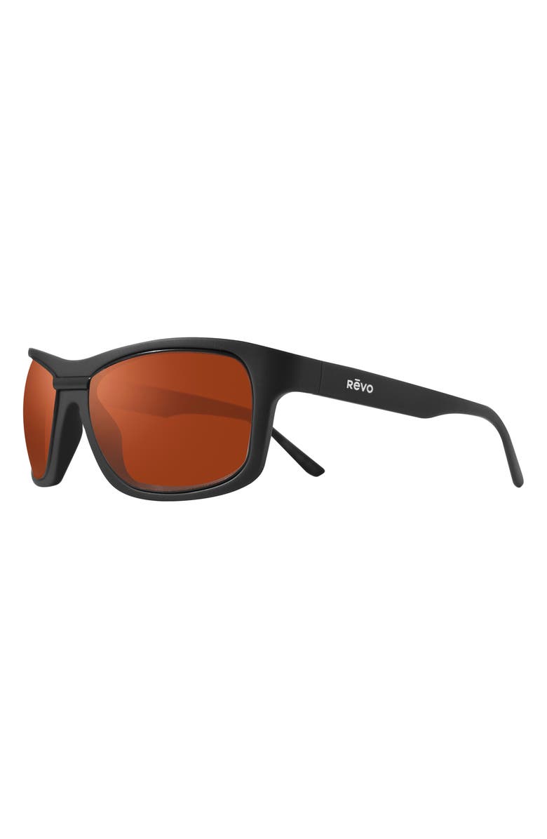 Revo Genesis 57mm Polarized Rectangular Sunglasses, Alternate, color, Matte Black