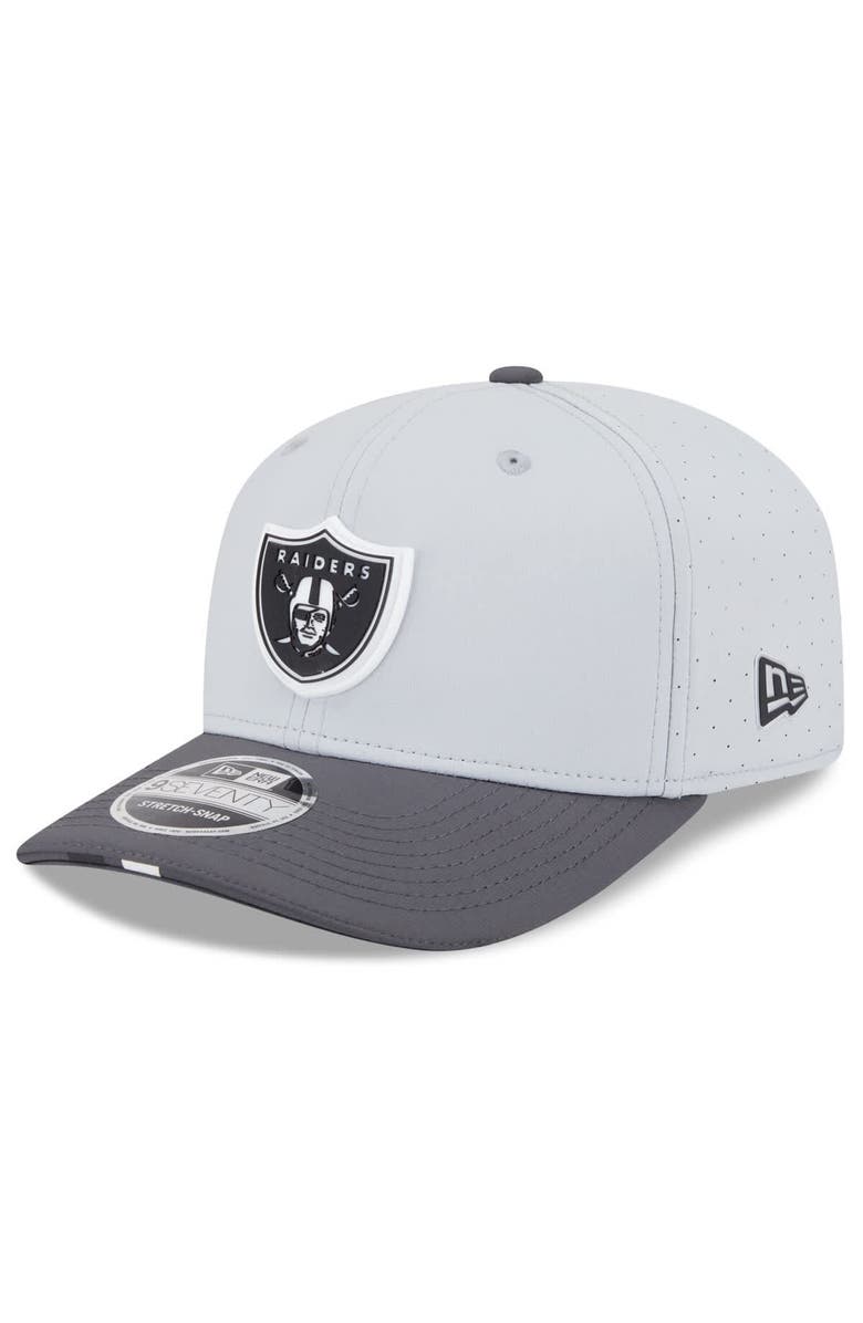 New Era Men's New Era  Gray/Graphite Las Vegas Raiders 2025 NFL Training Camp 9SEVENTY Adjustable Hat, Main, color, 