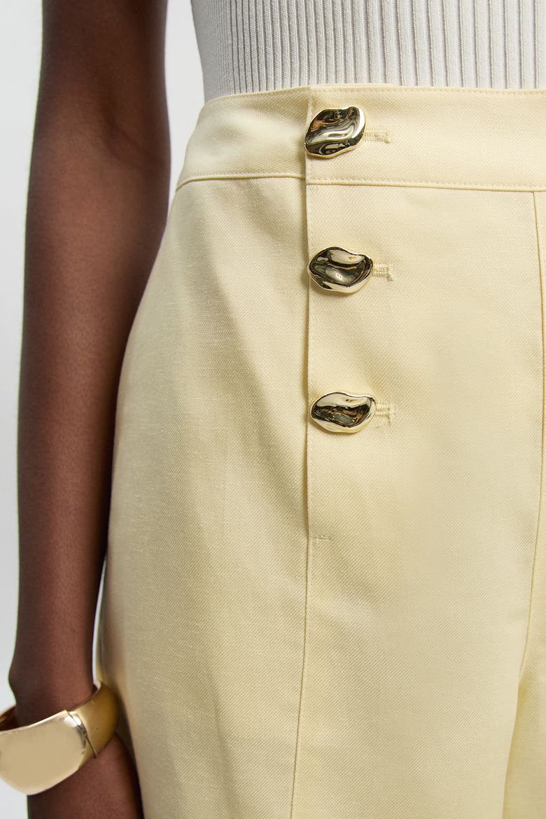 Tailored Button Detail Shorts, Alternate, color, Lemon
