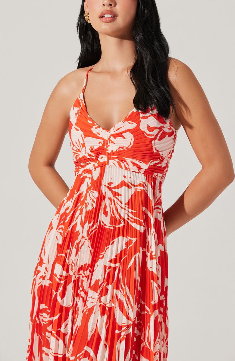 ASTR the Label Blythe Pleated Maxi Dress, Alternate, color, Hot Orange Floral