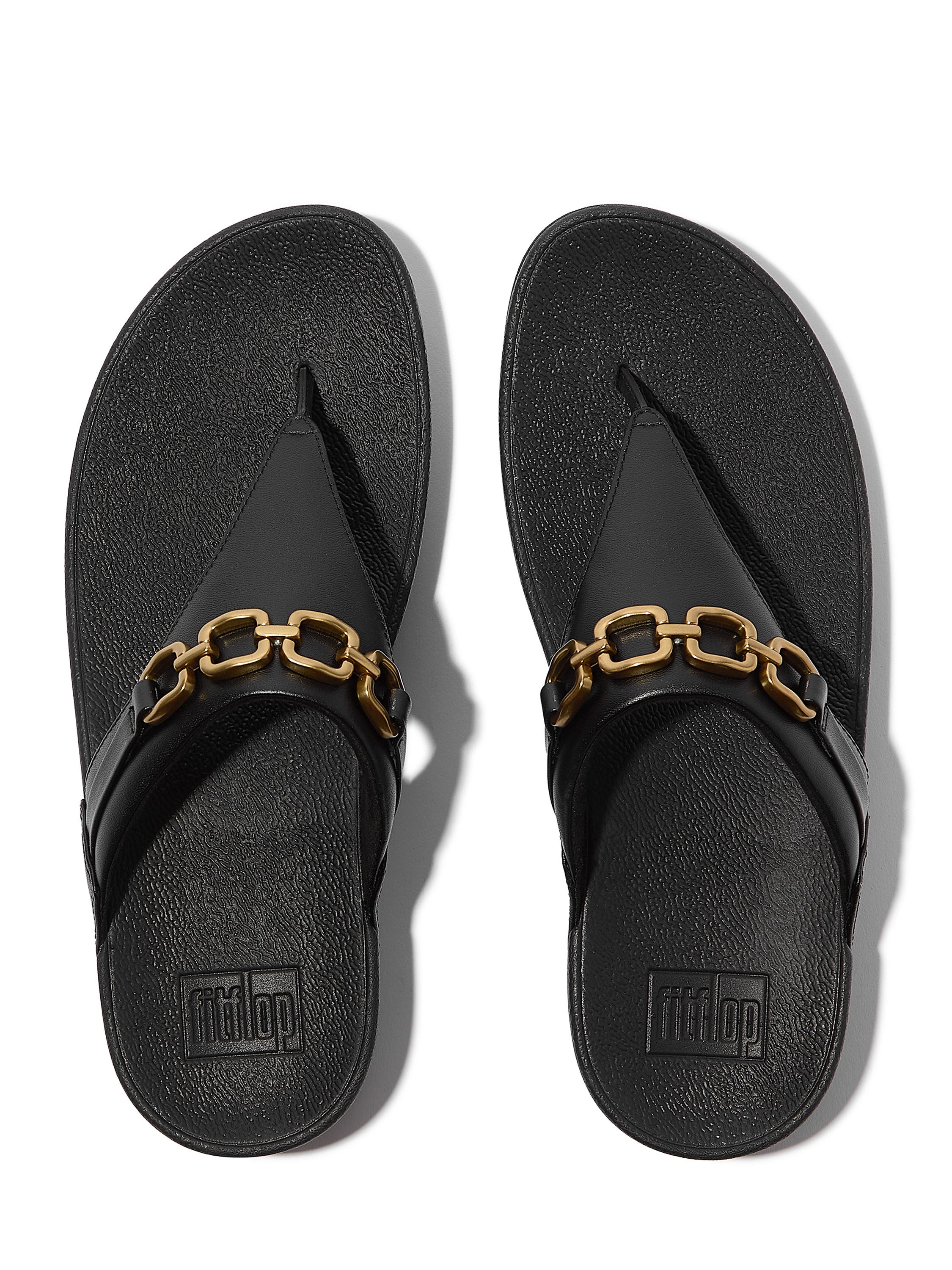 FitFlop Lulu Square-Chain TP Sandal, Alternate, color, Black